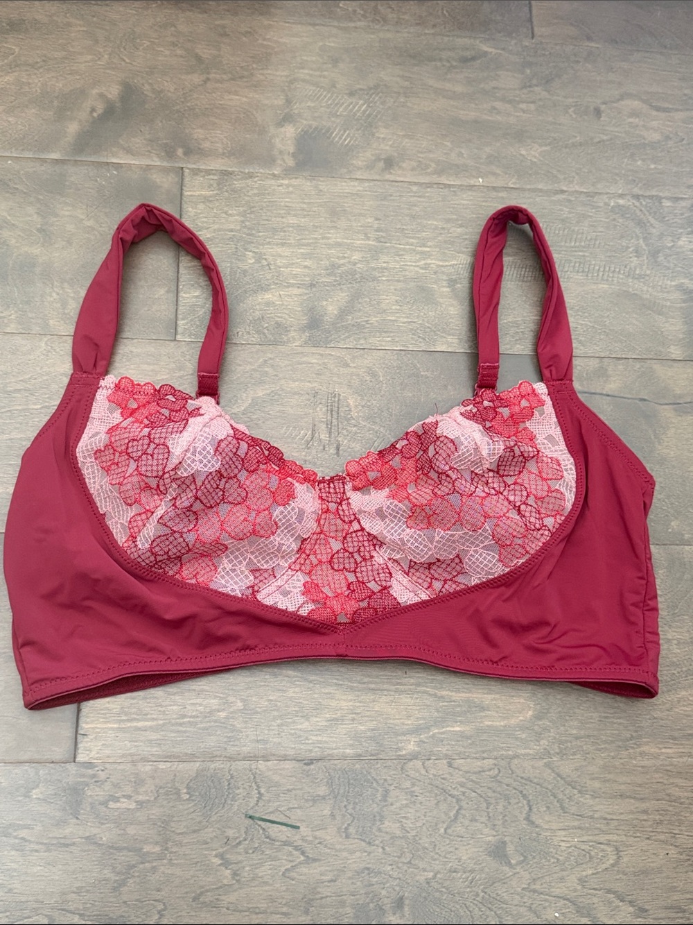 Free People Floral Lace Bralette in Berry and Pink